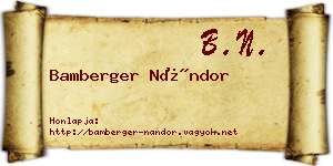 Bamberger Nándor névjegykártya